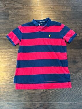 Polo by Ralph Lauren Men’s Red & Navy Stripe Cotton Polo Shirt